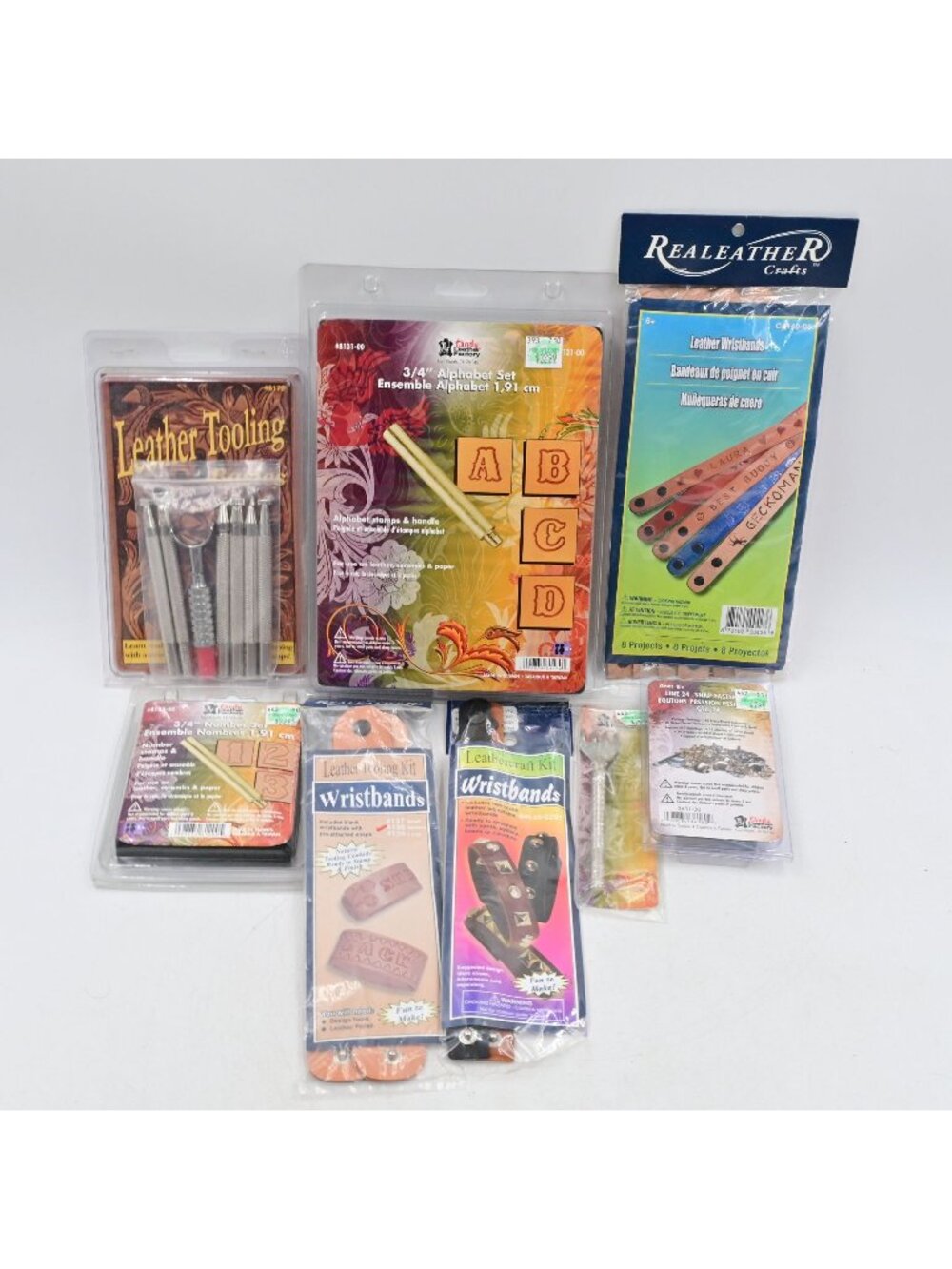 Tandy Realeather Leather Tooling Lot 3/4" Alphabet Number Stamp Wristbands New